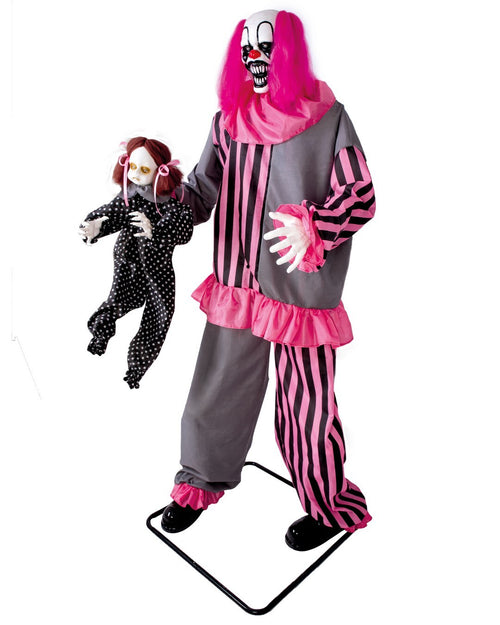 1.82m Animated Scary Clown with Little Girl