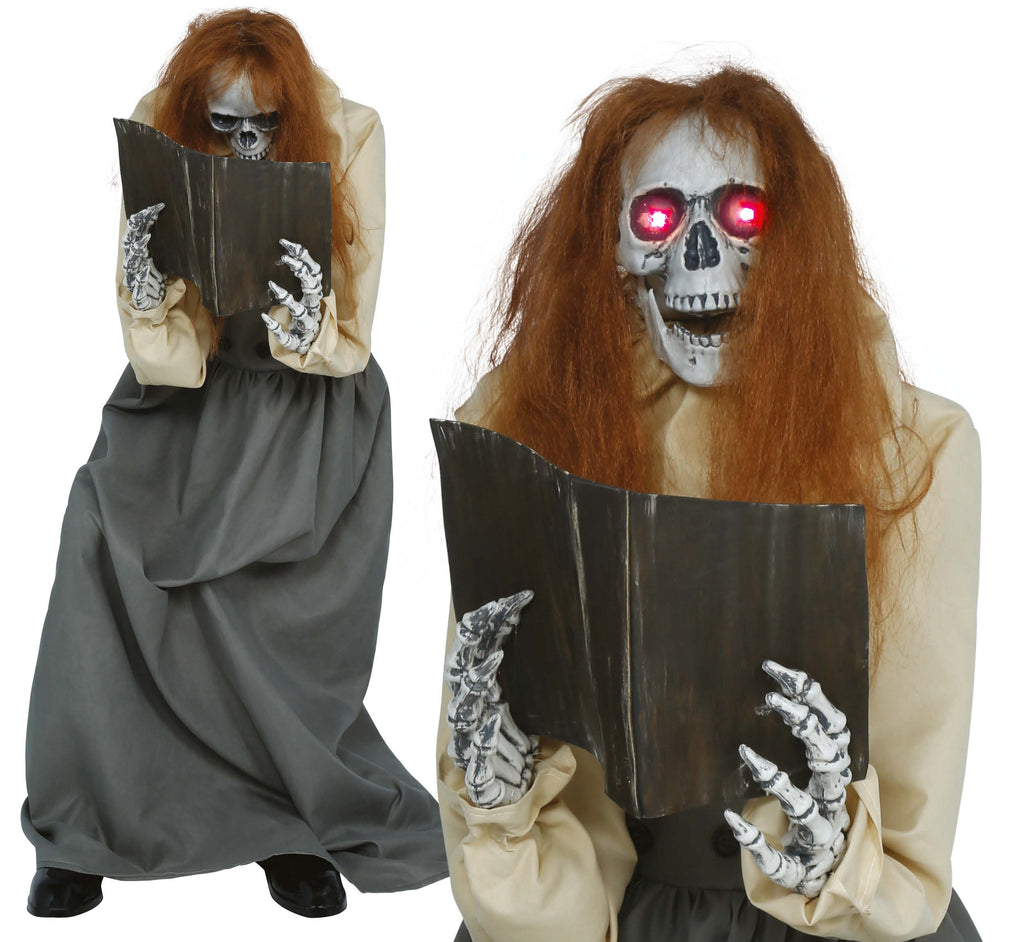 Skeleton Woman w/ Book Animated Prop