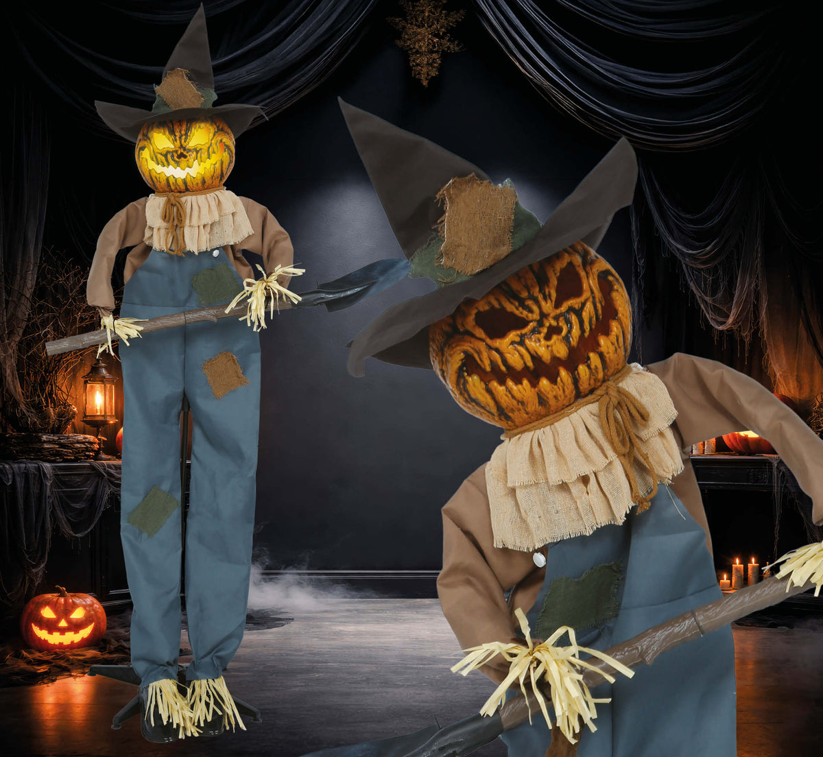 Scarecrow Pumpkin Terror Animated Prop