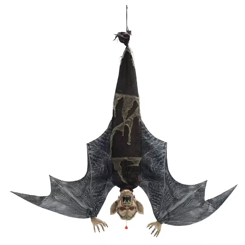 Animated Light-Up Hanging Menacing Bat with Sound Decoration