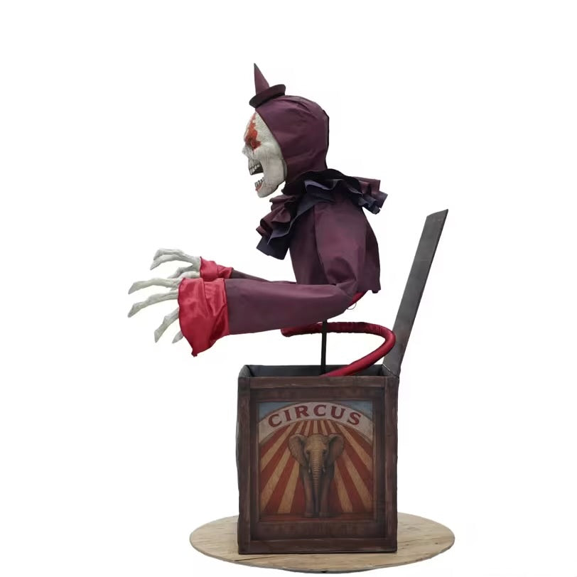 5 Ft. Skeleton Clown Mechanical Jack-in-the-Box Decoration