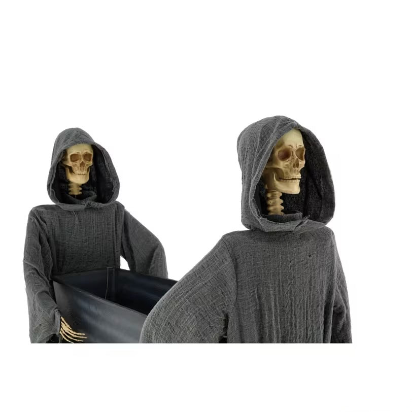 5 Ft. Two Skeleton Reapers Carrying a Coffin Decoration