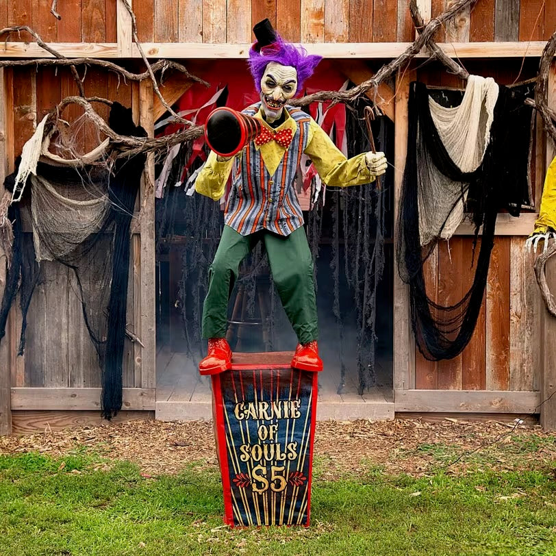 6 Ft. Animated Servo Carnival Barker Halloween Decoration