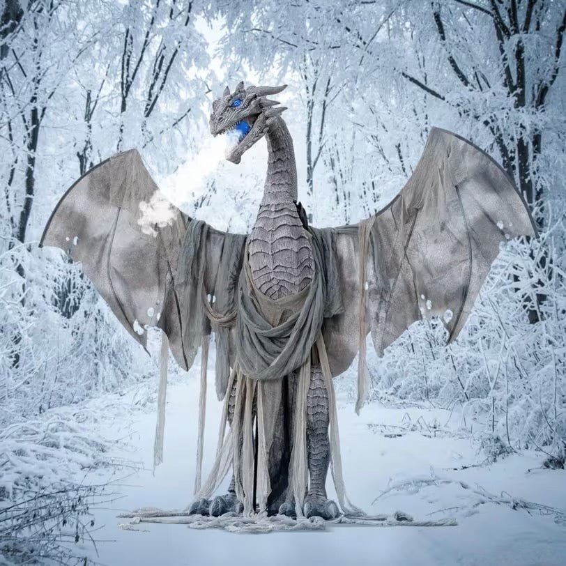 7 Ft. Animated Winter Dragon Decoration