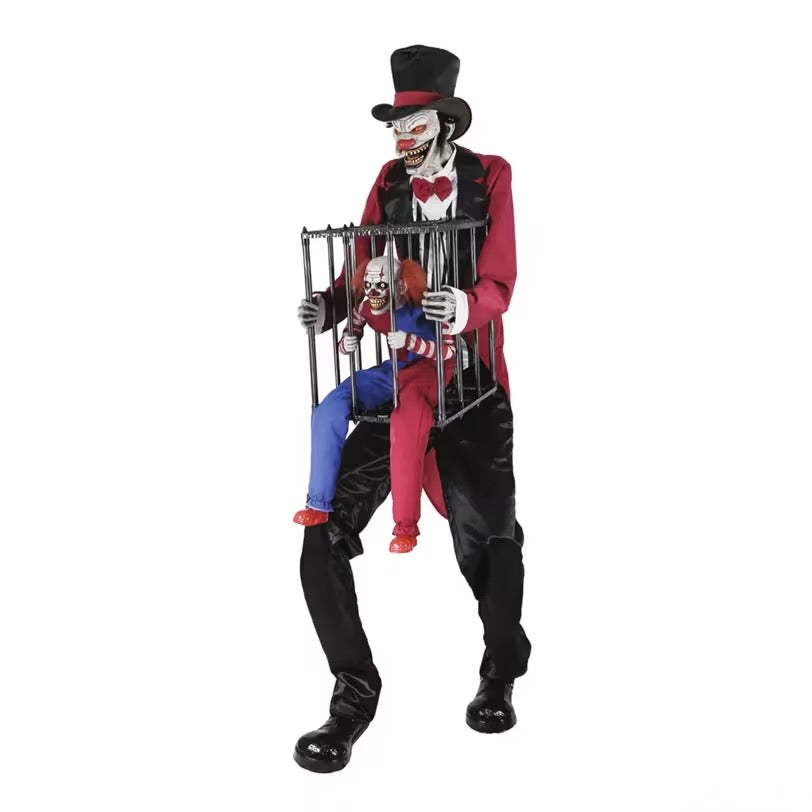 7 Ft. Rotten Ringmaster w/ Caged Clown Decoration