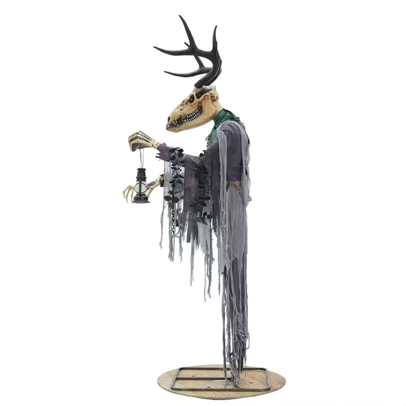 8 Ft. 2" Animated Skeleton Forest Creature with Horns Decoration