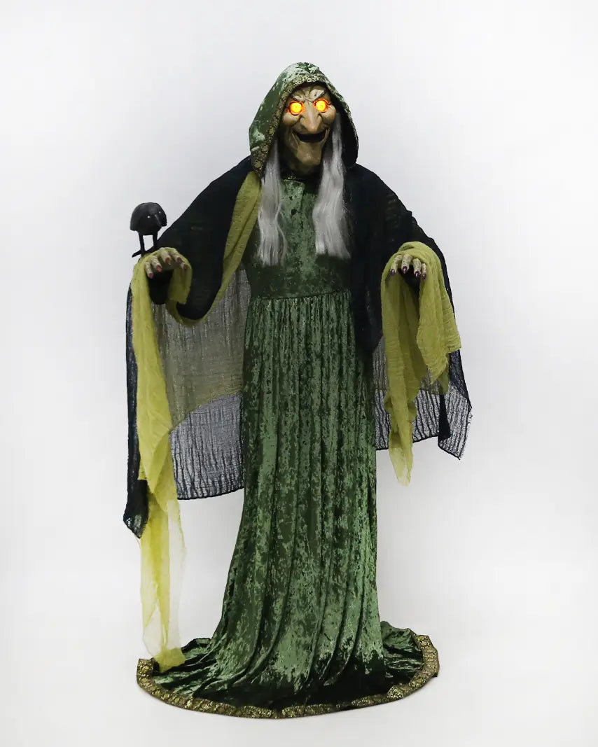 5.5 Ft. Forest Witch Animated Prop with LED Eyes & Sound
