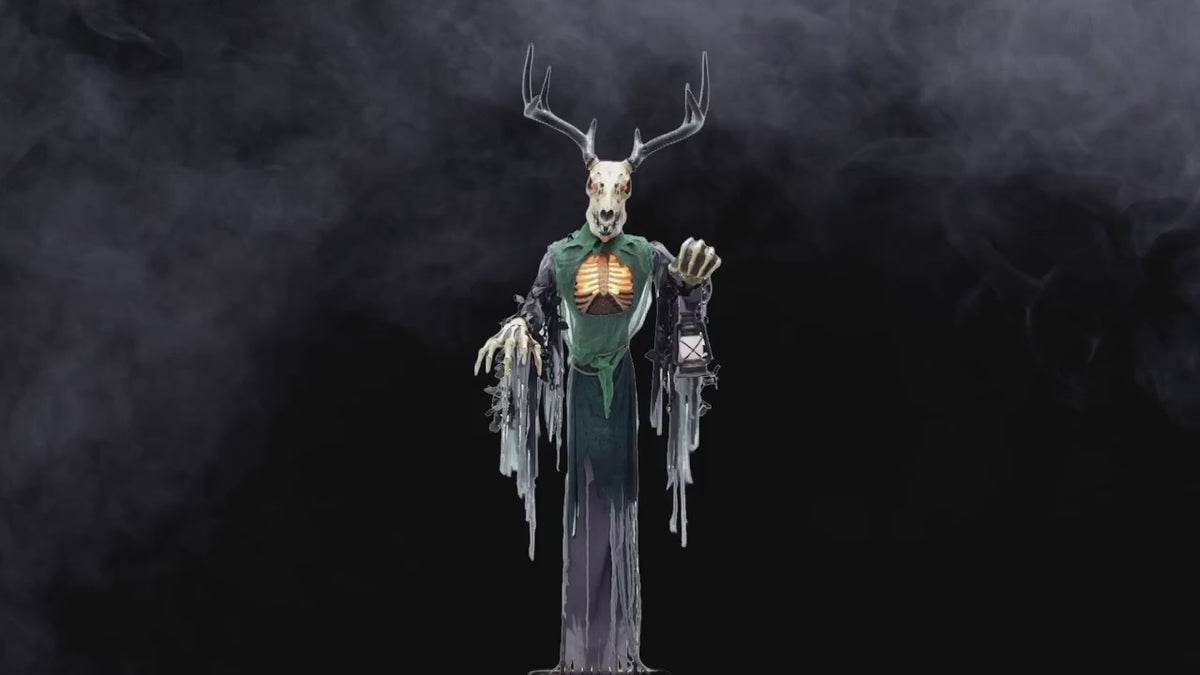 8 Ft. 2" Animated Skeleton Forest Creature with Horns Decoration