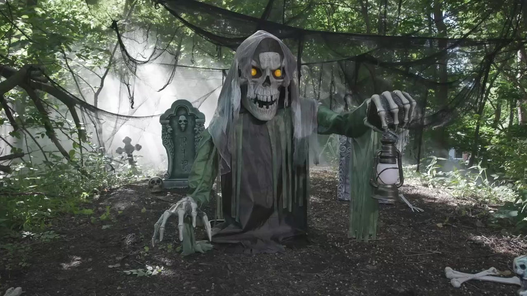 4 Ft. 10" Animated Light-Up Corroded Skeleton Reaper