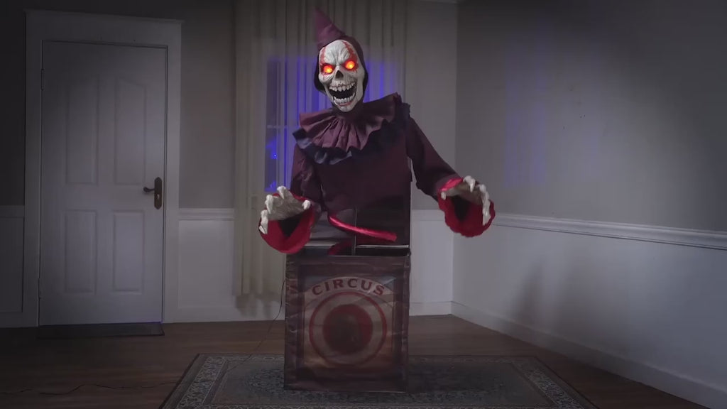 5 Ft. Skeleton Clown Mechanical Jack-in-the-Box Decoration