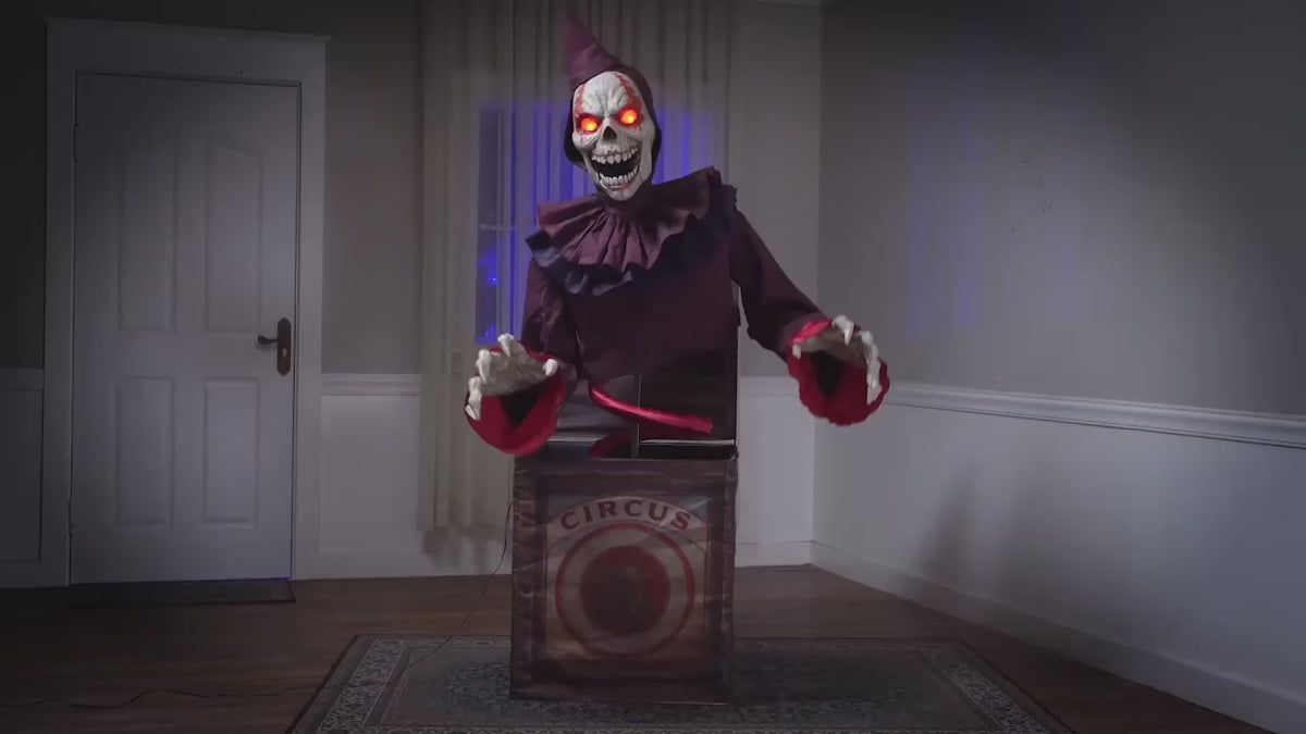 5 Ft. Skeleton Clown Mechanical Jack-in-the-Box Decoration