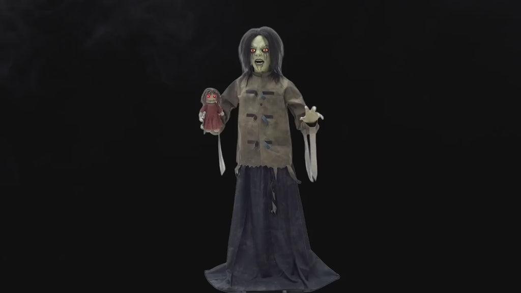 5 Ft. Maniac Mary in a Straitjacket with Doll Animated Decoration